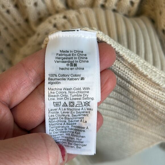 J Crew‎ Pointelle crewneck sweater Womens XXL Tan Ivory - Picture 7 of 9